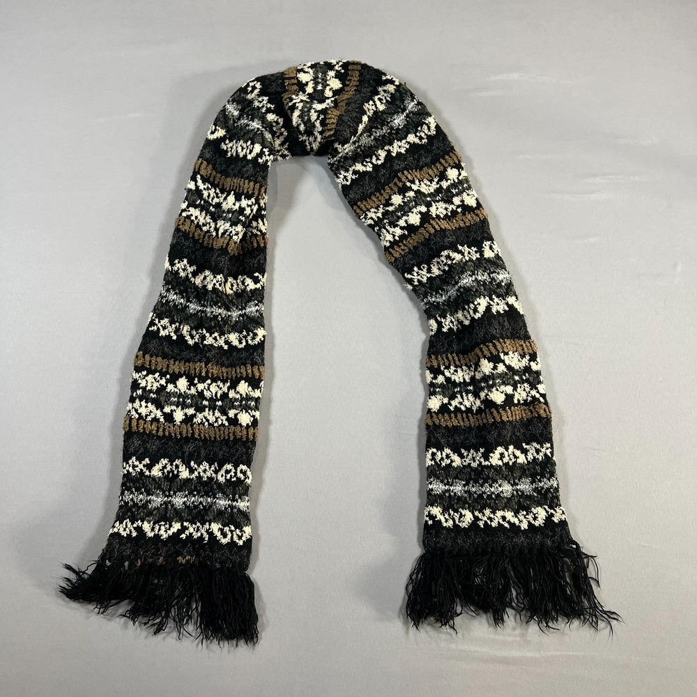 Everitt Scarf Womens One Size Multicolor Knitted Fair Isle Fringe Edge Winter